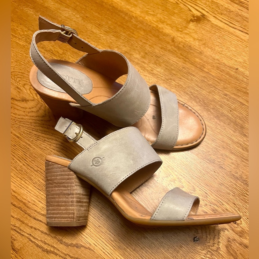 Born Light Grey Heeled Sandals, Size 8
